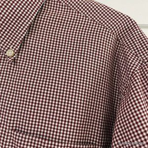T. Harris London Button Down Shirt Mens 2XL Long Sleeve Red White Check